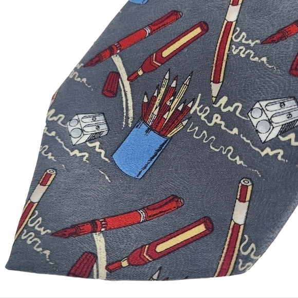 Unbranded | Men's Pen and Pencil Handwriting Office Themed Tie (One Size) - Picture 5 of 12